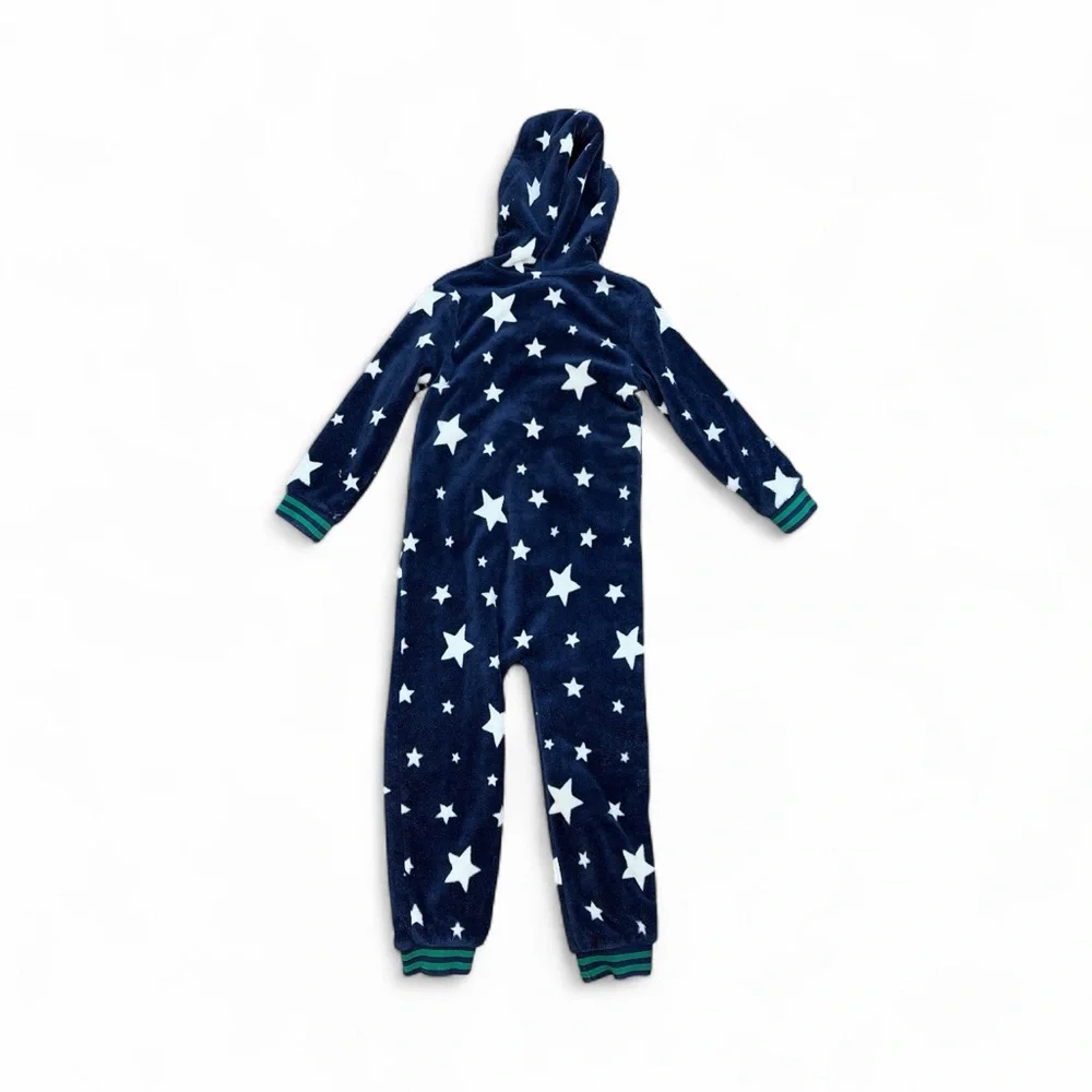 Mini Boden Navy Star Fleece onsie 6-7y